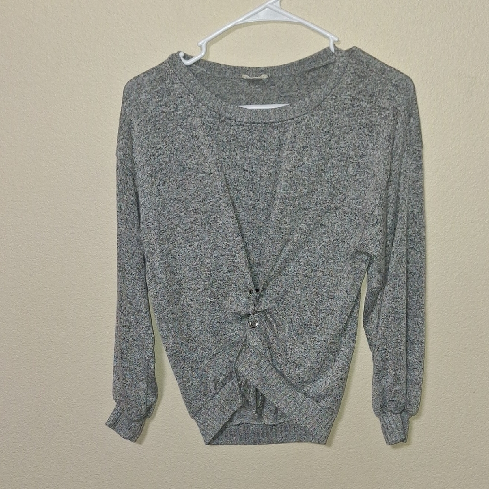 Gray Women's Knotted Top